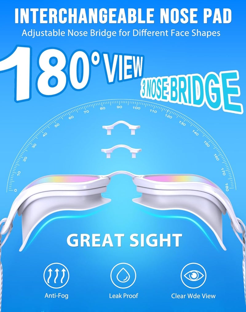 Vegemono Swim Goggles, Unisex Adult Swimming Goggles Anti Fog Anti UV No Leakage Wide View for Men Women Youth - Image 2